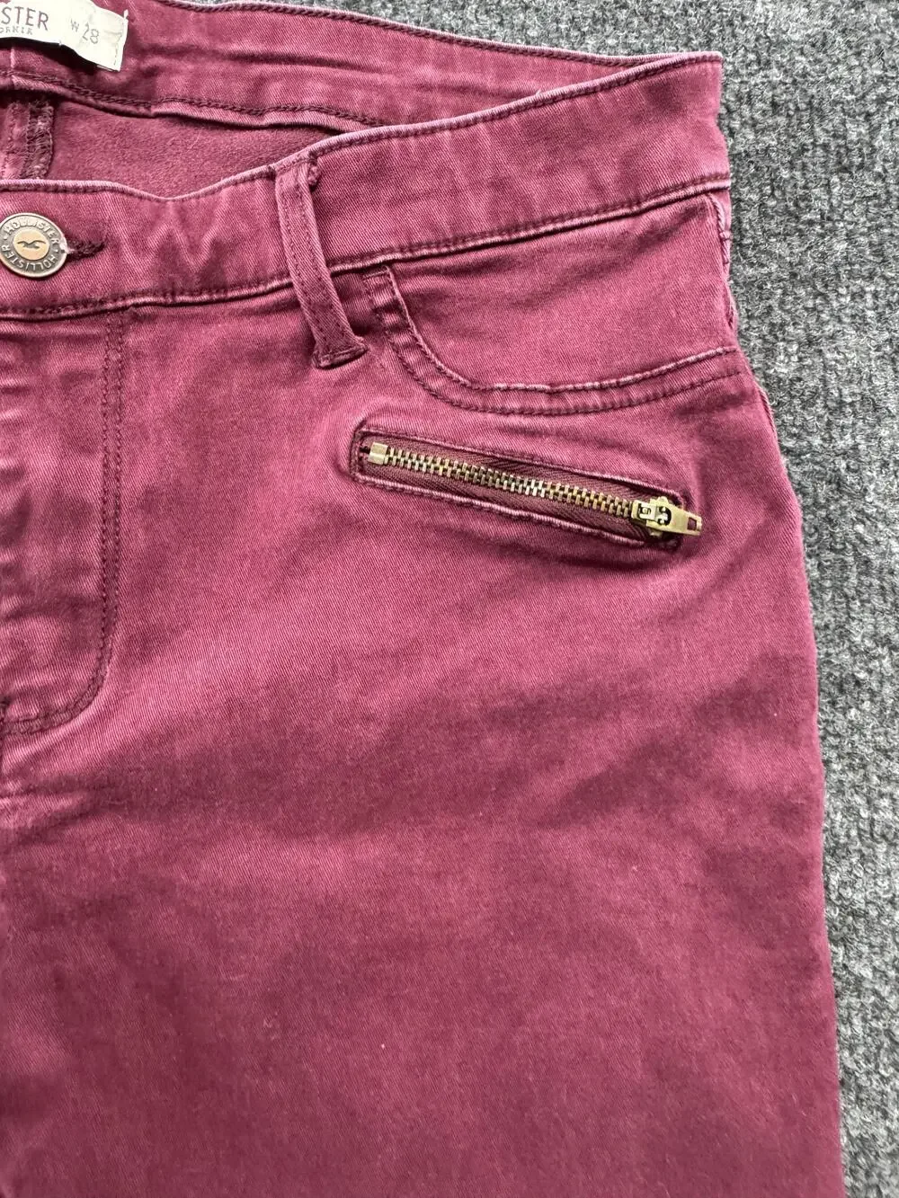 Hollister Jeans Juniors 7 Pink Slim Skinny Stretch Zipper Pocket Denim Pants